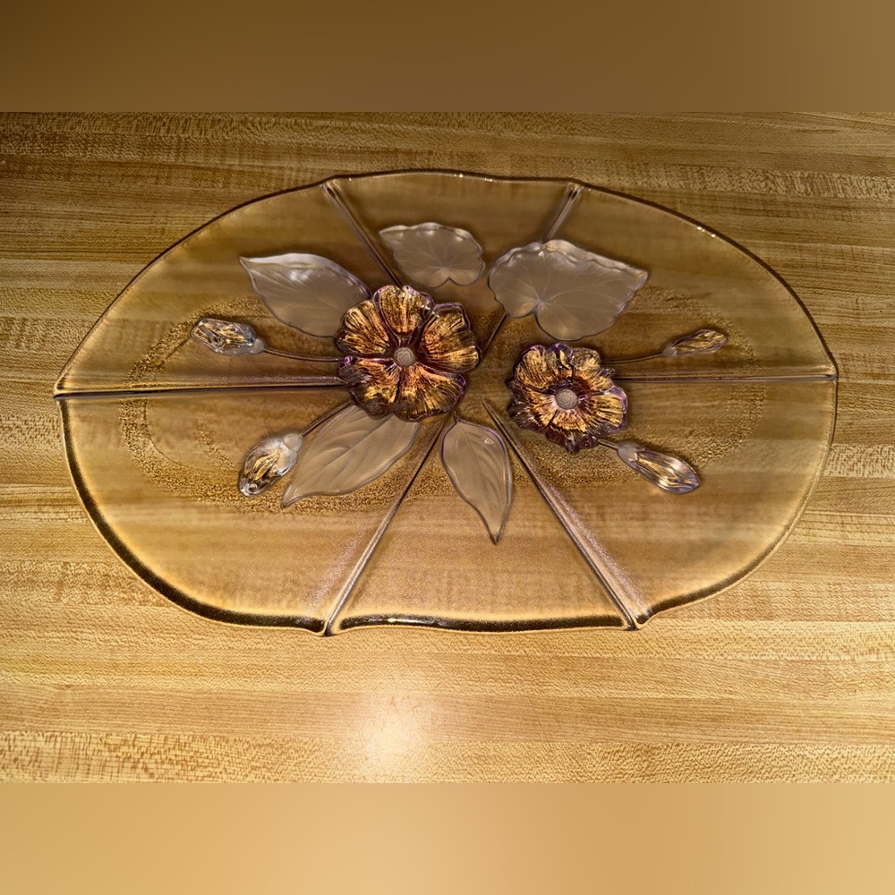 vintage Mikasa Crystal Calypso serving tray home decor table decor‎ flower